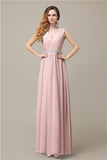 A-line Chiffon V-Neck Floor-Length Long Bridesmaid Dresses