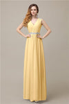 A-line Chiffon V-Neck Floor-Length Long Bridesmaid Dresses