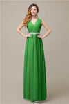 A-line Chiffon V-Neck Floor-Length Long Bridesmaid Dresses