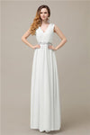 A-line Chiffon V-Neck Floor-Length Long Bridesmaid Dresses