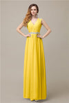 A-line Chiffon V-Neck Floor-Length Long Bridesmaid Dresses