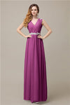 A-line Chiffon V-Neck Floor-Length Long Bridesmaid Dresses