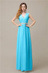 A-line Chiffon V-Neck Floor-Length Long Bridesmaid Dresses