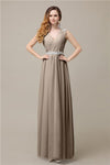 A-line Chiffon V-Neck Floor-Length Long Bridesmaid Dresses