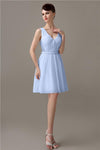 Charming A-line Chiffon V-neck Backless Bridesmaid Dresses