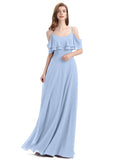 Elegant A-line Spaghetti Straps Chiffion Floor-Length Bridesmaid Dresses