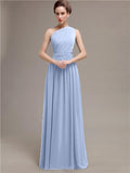 Simple One-shoulder Chiffon Long Bridesmaid Dresses