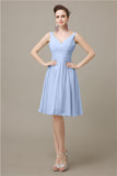 Elegant V-neck  A-line Knee-Length Bridesmaid Dresses