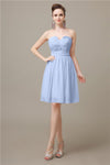 Simple Strapless Chiffon A-line Knee-Length Bridesmaid Dresses