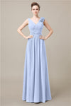 Elegant V-neck Flower A-line Floor-Length Bridesmaid Dresses