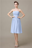 Pretty Strapless Chiffon A-line Knee-Length Bridesmaid Dresses