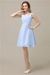 Chiffon A-line V-Neck Knee-Length Short Bridesmaid Dresses