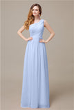 One-Shoulder A-line Chiffon Elegant Floor-Length Bridesmaid Dresses