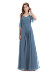 A-line off the Shoulder Spaghetti Straps Floor-Length Bridesmaid Dresses