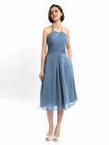 A-line Halter Sleeveless Pleats Short Bridesmaid Dresses