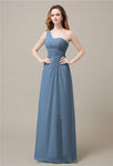 One-Shoulder A-line Sleeveless Floor-Length Bridesmaid Dresses