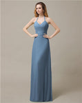 Halter Chiffon A-line Sleeveless Floor-Length Bridesmaid Dresses