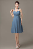 Halter A-line Chiffon Simple Backless Bridesmaid Dresses