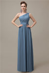 Charming One-shoulder A-line Chiffon Floor-Length Long Bridesmaid Dresses