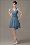 High-low Chiffon A-line Halter Short Bridesmaid Dresses