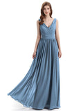 Elegant V-neck Floor Lenght Bridesmaid Dresses