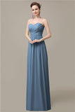 Simple A-line Chiffon Sweetheart Floor-Length Long Bridesmaid Dresses.