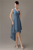 A-line Chiffon V-Neck High-Low Short Beach Bridesmaid Dresses