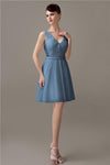 Charming A-line Chiffon V-neck Backless Bridesmaid Dresses