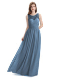 Elegant A-line Chiffon Sleeveless Long Bridesmaid Dresses