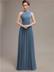 Simple One-shoulder Chiffon Long Bridesmaid Dresses