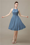 Halter  A-line Knee-Length Chiffon Bridesmaid Dresses