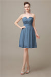 Simple Strapless Chiffon A-line Knee-Length Bridesmaid Dresses