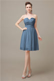 Simple Strapless Chiffon A-line Knee-Length Bridesmaid Dresses