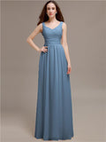 Chiffon Shoulder Strap A-line Floor-Length Bridesmaid Dresses