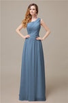 One-Shoulder A-line Chiffon Elegant Floor-Length Bridesmaid Dresses