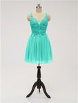 A-line Strap Chiffon Applique Short Bridesmaid Dresses