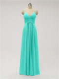 A-line Spaghetti Strap Chiffon Floor Length Bridesmaid Dresses