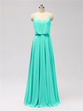 A-line Spaghetti Strap Chiffon Floor Length Bridesmaid Dresses