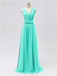 A-line Convertable V Neck Floor Length Jersey Bridesmaid Dresses