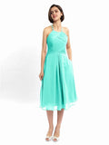 A-line Halter Sleeveless Pleats Short Bridesmaid Dresses