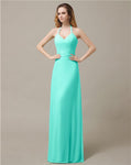 Halter Chiffon A-line Sleeveless Floor-Length Bridesmaid Dresses