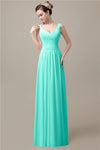 Spaghetti Strap A-line Simple Chiffon Floor-Length Long Bridesmaid Dresses