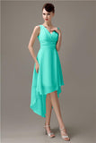 A-line Chiffon V-Neck High-Low Short Beach Bridesmaid Dresses