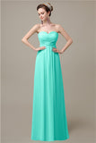 A-line Sweetheart Chiffon Floor-Length Long Bridesmaid Dresses