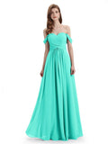 A-line Off-The-Shoulder Sweetheart Floor Length Bridesmaid Dresses