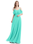 Elegant A-line Spaghetti Straps Chiffion Floor-Length Bridesmaid Dresses