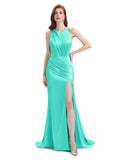 V-neck Sleeveless Split Side Floor-Length Bridesmaid Dresses