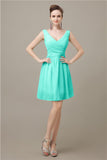 Charming V-neck Chiffon A-line Knee-Length Bridesmaid Dresses