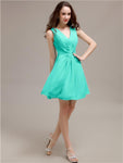 V-Neck Short A-Line Knee length Bridesmaid Dresses