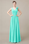 Elegant V-neck Flower A-line Floor-Length Bridesmaid Dresses